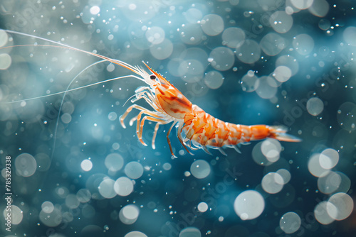 shrimp swimming in water underwater sea background