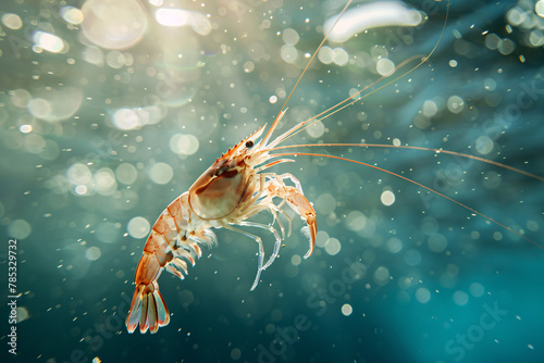 shrimp in the water underwater sea background photo