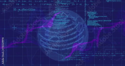 Image of globe spinning and data processing