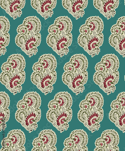 abstract Hand indian Block Ajrakh Print background pattern