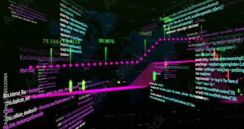 Image of financial data processing over dark background photo