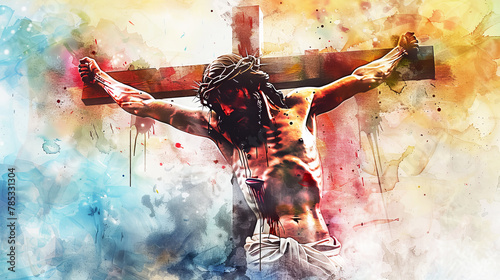 abstract image, Jesus dying on the Cross.  photo