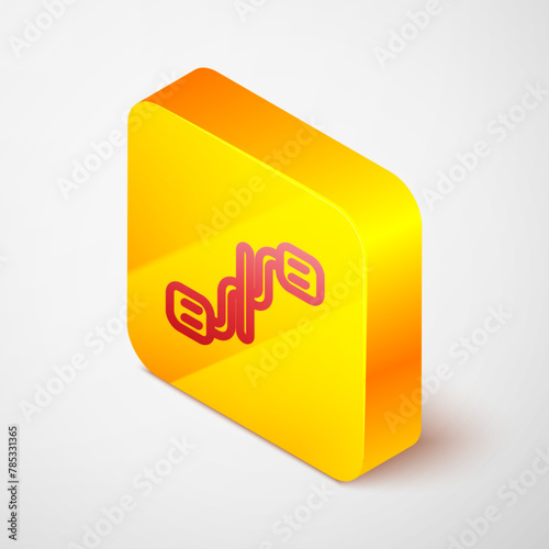 Isometric line Bicycle pedals icon isolated on grey background. Yellow square button. Vector