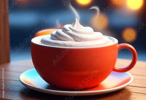 A Steaming Mug Of Hot Cocoa On A Cozy Cafe Table