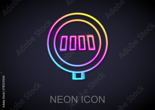 Glowing neon line Pedestrian crosswalk icon isolated on black background. Traffic rules and safe driving. Vector