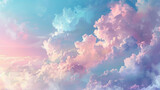 A serene azure sky embellished with soft pink clouds, evoking a romantic ambiance.