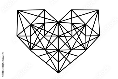Polygon heart icon. heart outline with triangles. Abstract line icon low poly