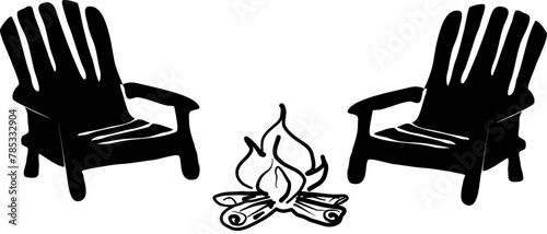 Chairs and fire- Camping Equipment design, vector graphics for camping items, ideal for brochures, website, e-mail, advertising, cards, decorations and accessories, cricut, sublimation, scrapbooking
