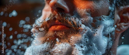 Close-Up of Man in Shaving Ritual. Concept Close-Up Photography, Men's Grooming, Morning Routine, Skincare, Shaving Tips