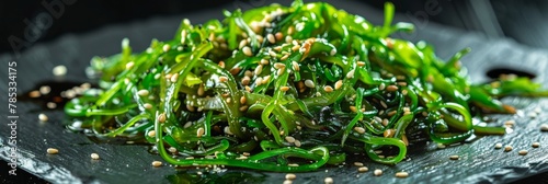 Hiyashi Wakame Chuka Kelp Salad  Green Seaweed Salat with Sesame and Nut Sauce