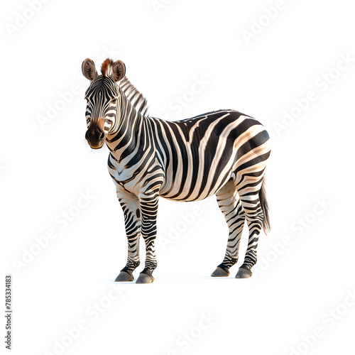 Zebra Standing on Top of White Floor. Generative AI