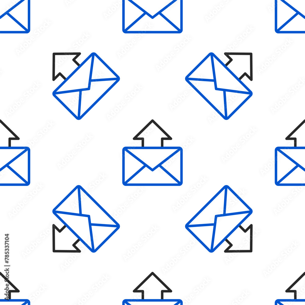 Line Mail and e-mail icon isolated seamless pattern on white background. Envelope symbol e-mail. Email message sign. Colorful outline concept. Vector Line Mail and e-mail icon isolated seamless pattern on white background. Envelope symbol e-mail. Email message sign. Colorful outline concept. Vector