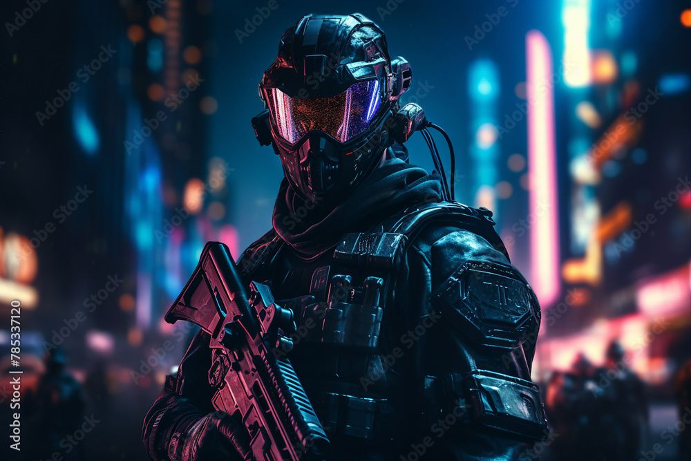 Portrait of a sci-fi cyberpunk person futuristic man from the future cyberpunk Generative AI Portrait of a sci-fi cyberpunk person futuristic man from the future cyberpunk Generative AI