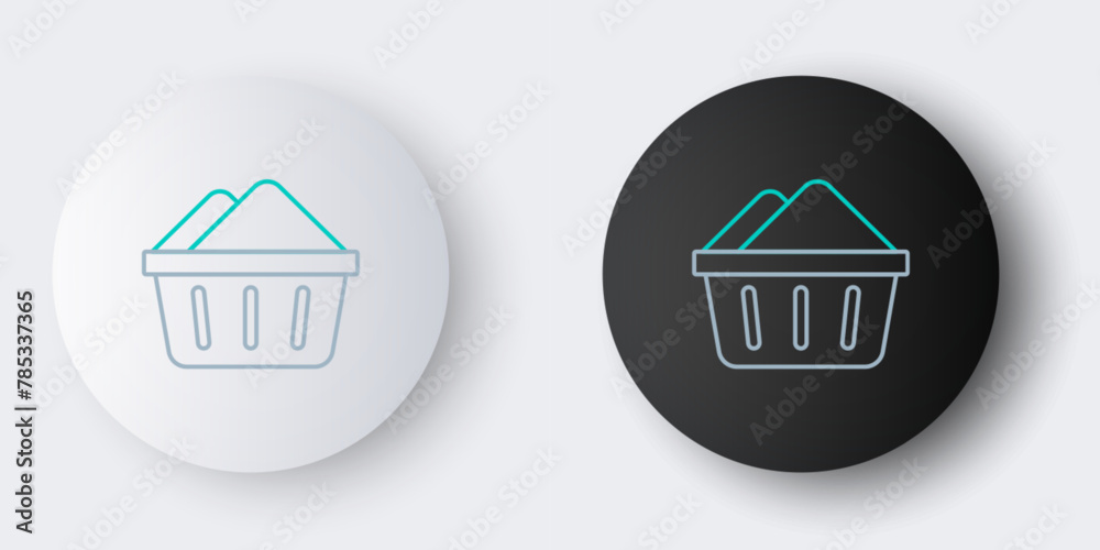 Line Plastic basin with soap suds icon isolated on grey background. Bowl with water. Washing clothes, cleaning equipment. Colorful outline concept. Vector Line Plastic basin with soap suds icon isolated on grey background. Bowl with water. Washing clothes, cleaning equipment. Colorful outline concept. Vector