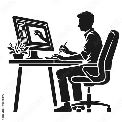 People using gadgets set. Business men, women work online, surfing internet with desktop computer, laptop, mobile phone, tablet PC. Flat graphic vector illustrations isolated on white background	