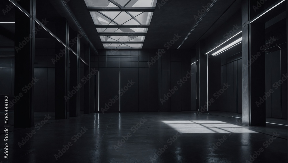 Noir-inspired minimalistic design. Intriguing shapes and textures. Atmospheric, grayscale. Top-quality K rendering.