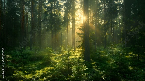 Serene Dawn in the Swedish Woods. Concept Nature Photography, Sunrise Views, Forest Landscapes