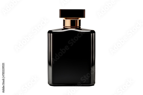 Elegance in Contrast: Black Bottle With Gold Top. On a White or Clear Surface PNG Transparent Background.
