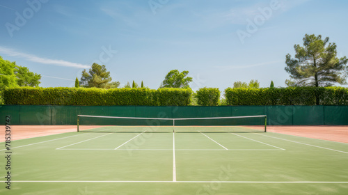 Tennis court in the sunny day horizont