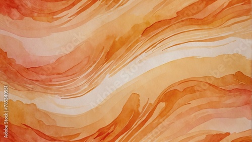 Orange peach abstract watercolor background. Abstract orange colors. Watercolor painting with peach waves pattern gradient. photo