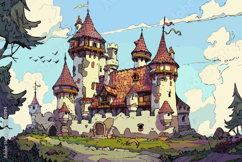Castle, Vector illustration, background