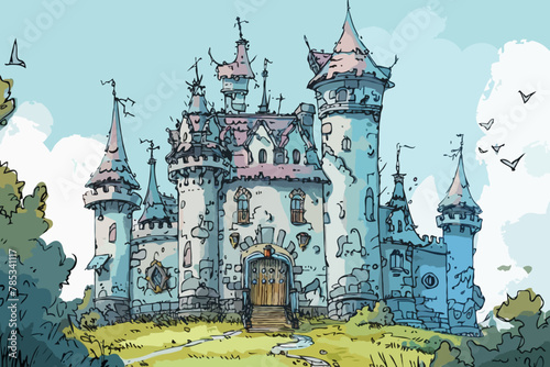 Castle, Vector illustration, background