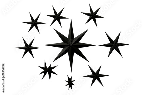 Dance of the Black Stars. On a White or Clear Surface PNG Transparent Background.