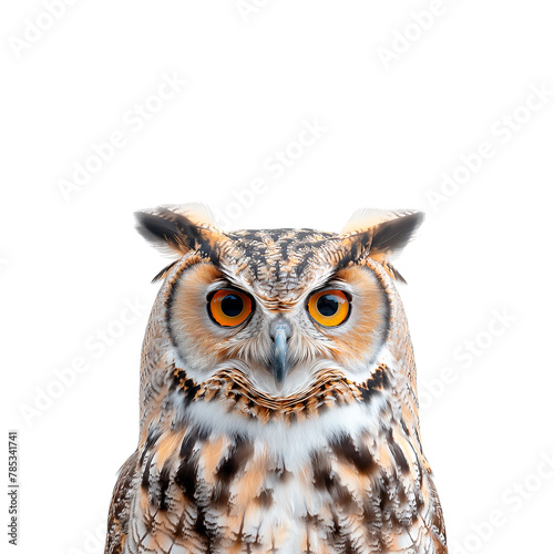 Close-Up of Owl on White Background. Generative AI