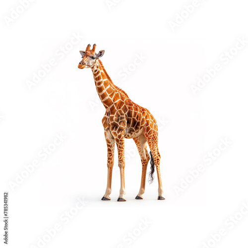 Giraffe Standing in Front of White Background. Generative AI
