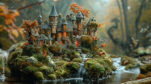 Fairy Tale Scenes: Create whimsical scenes reminiscent of fairy tales, with castles, enchanted forests, and magical creatures. 