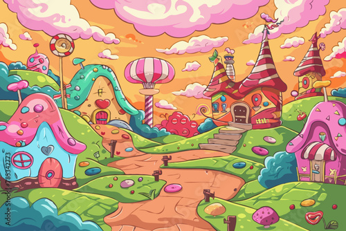 Candyland, Vector illustration, cartoon background © IMAGE