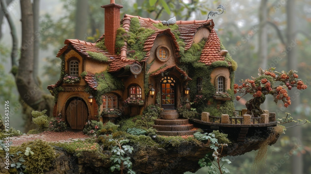 Fototapeta premium Fairy Tale Scenes: Create whimsical scenes reminiscent of fairy tales, with castles, enchanted forests, and magical creatures. 