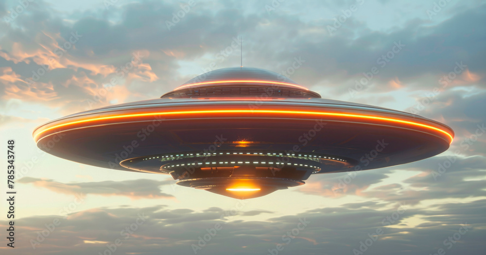 Majestic UFO Sighting Against a Twilight Sky, Suggesting Extraterrestrial Presence