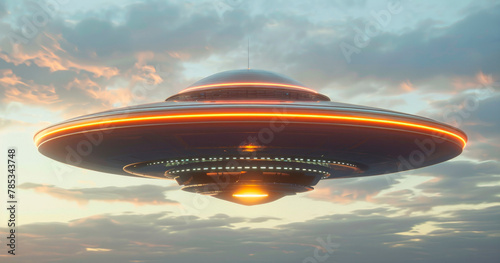 Majestic UFO Sighting Against a Twilight Sky  Suggesting Extraterrestrial Presence