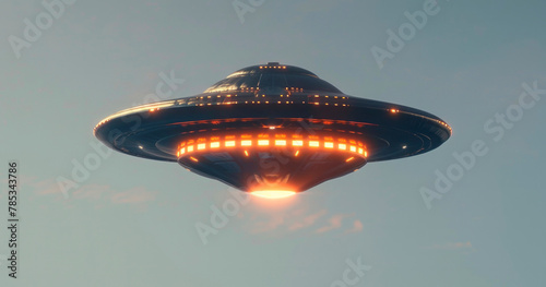 Illuminated UFO Descending Against Twilight Sky, Possible Extraterrestrial Craft Sighting