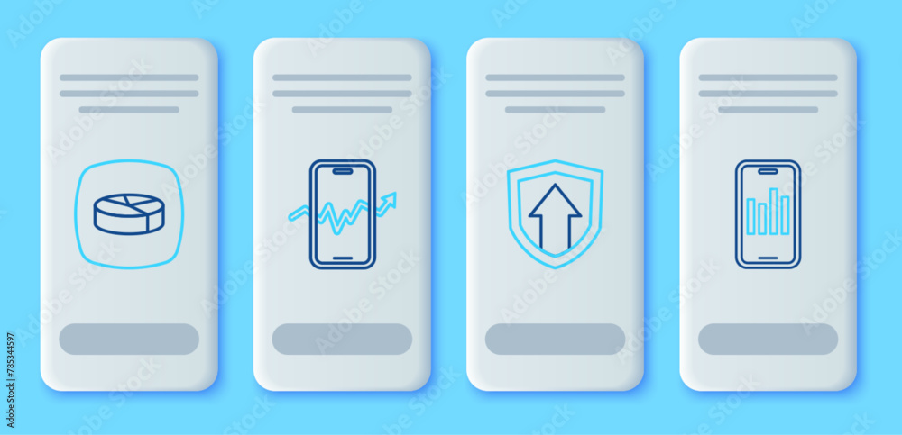 Set line Mobile stock trading, Financial growth, Pie chart infographic and with icon. Vector Set line Mobile stock trading, Financial growth, Pie chart infographic and with icon. Vector