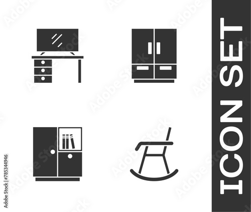 Set Armchair, TV table stand, Wardrobe and icon. Vector
