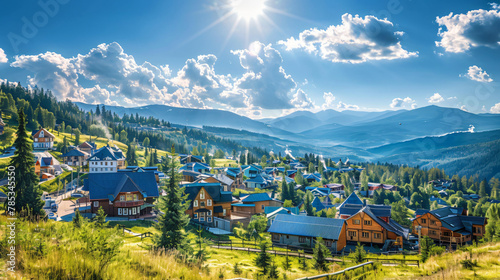 Famous Bukovel ski resort in summer Carpathian 