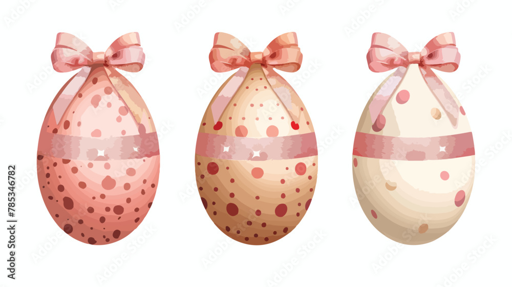 Eggs painted with ribbon frame Flat vector
