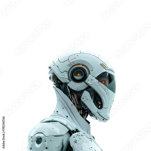 Robot Standing in Front of White Background. Generative AI