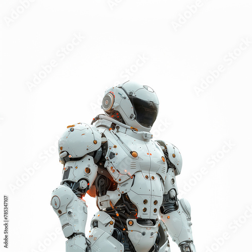 Man in White Suit and Helmet. Generative AI