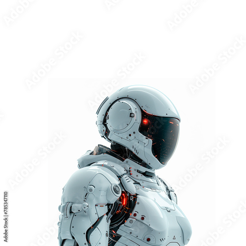 Man in White Suit With Red Light on Chest. Generative AI