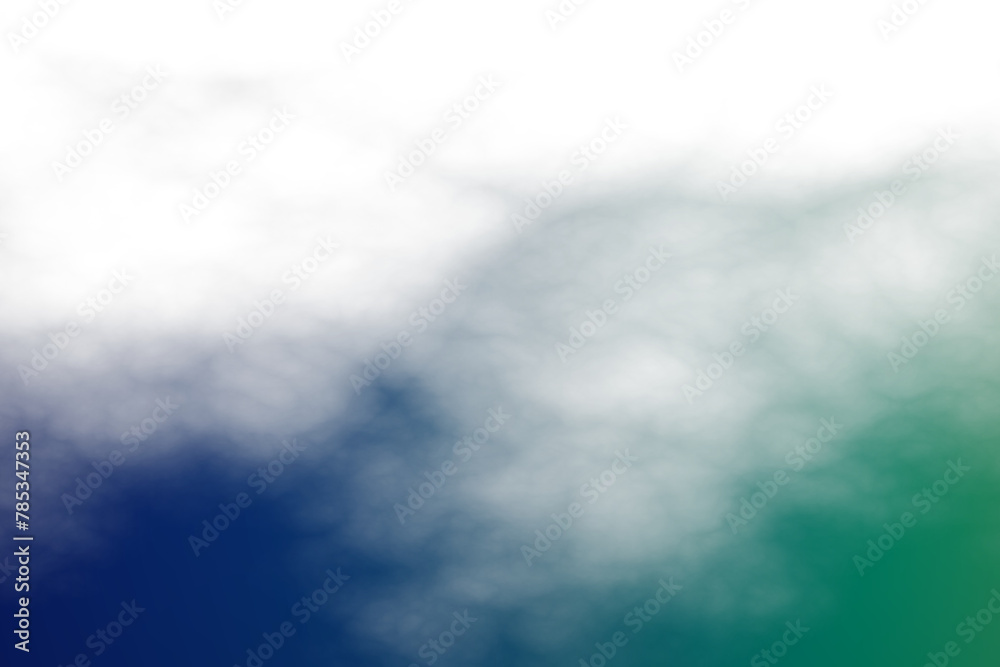 Blue and green smoke mist cloud vapor on transparent background abstract modern transparent gradient 