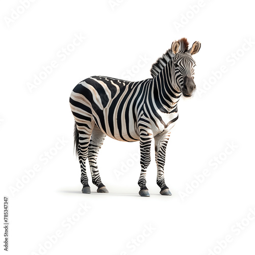 Zebra Standing in Front of White Background. Generative AI
