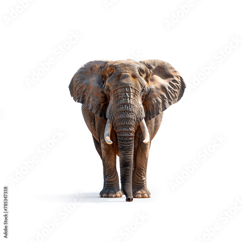 Elephant Standing in Front of a White Background. Generative AI
