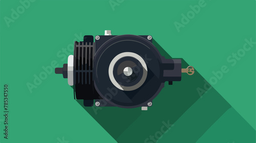 Electric motor vector icon with long shadow. Black illustration