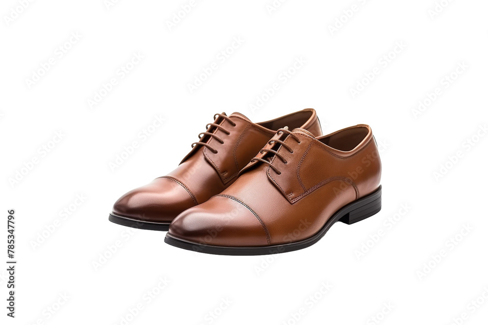 Step Into Elegance: Two Brown Shoes on a White Canvas. On a White or Clear Surface PNG Transparent Background. Step Into Elegance: Two Brown Shoes on a White Canvas. On a White or Clear Surface PNG Transparent Background.