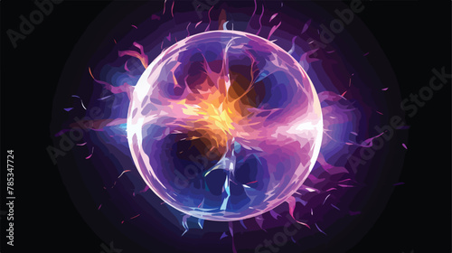 Electric lightning energy explosion ball vector. 