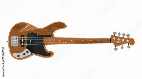 Electro bass guitar wood print brown isolated white photo