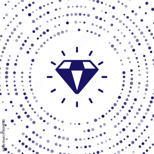 Blue Diamond icon isolated on white background. Jewelry symbol. Gem stone. Abstract circle random dots. Vector